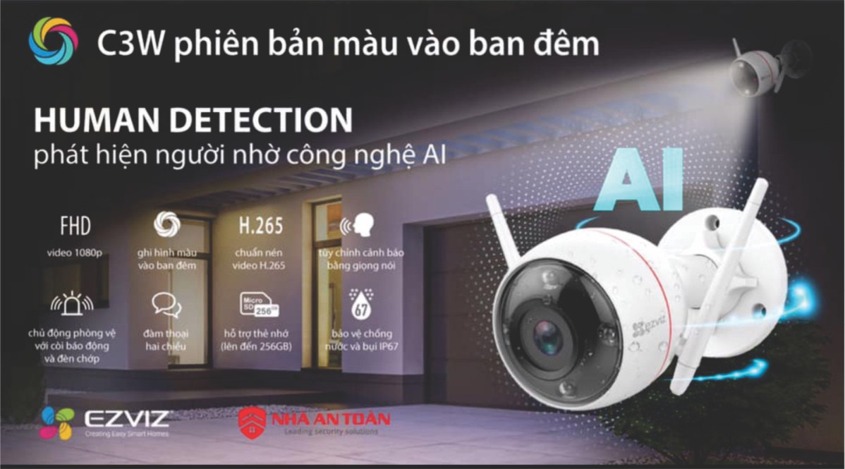 Camera Ezviz C3W Full Color Pro 1080P(Phiên Bản Pro Hỗ Trợ Phát Hiện Người Bằng AI) 