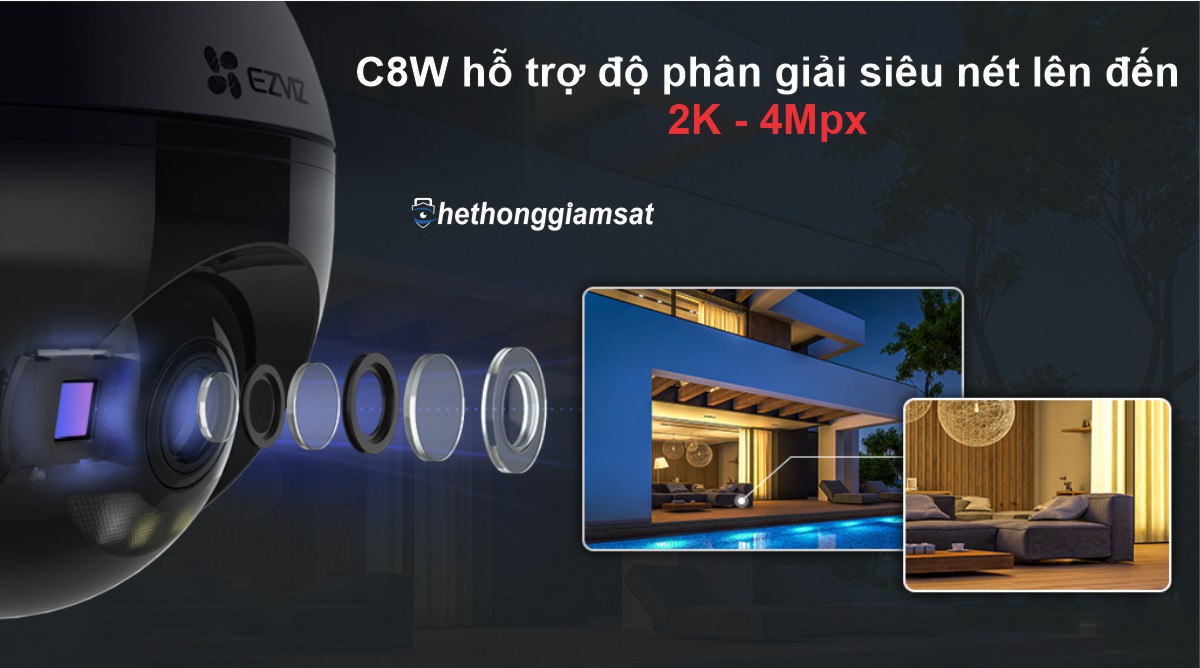 Camera C8W hỗ trợ cảm biến có độ phân giải lên đến 4MPX 2K 1440P Camera C8W hỗ trợ cảm biến có độ phân giải lên đến 4MPX 2K 1440P