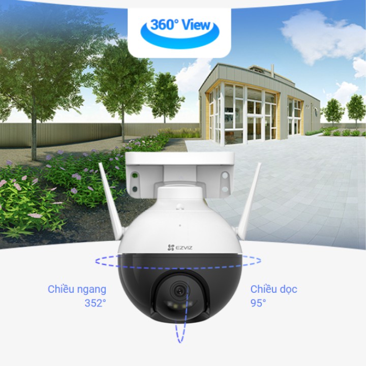 Camera EZVIZ C8W 2K 4MPx với khả năng xoay ngang 352° và xoay dọc 95° Camera EZVIZ C8W 2K 4MPx với khả năng xoay ngang 352° và xoay dọc 95°