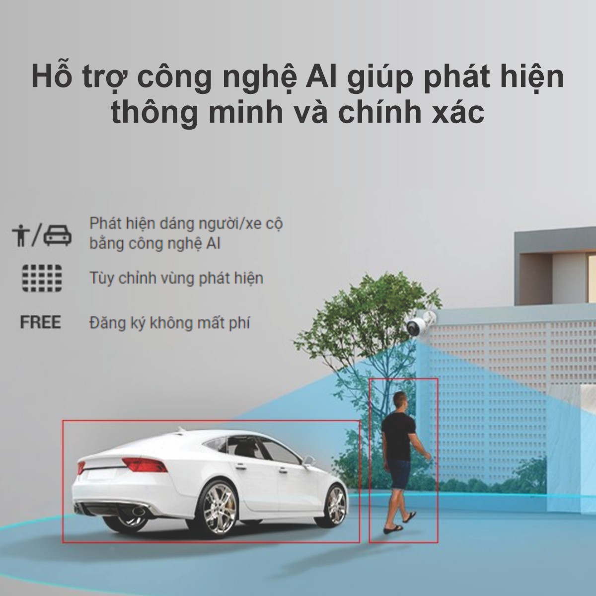 Camera Wifi Ngoài Trời EZVIZ H3 tích hợp AI phân biệt giữa người, xe cộ