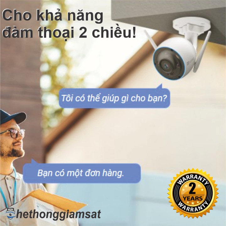 Camera Wifi Ngoài Trời EZVIZ H3 3MP 2K hỗ trợ đàm thoại 2 chiều
