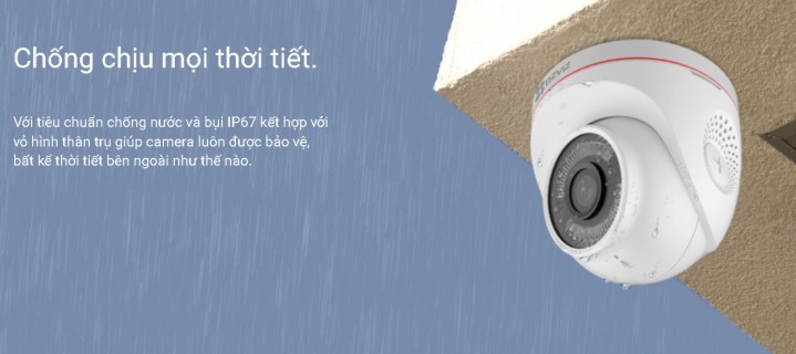 Camera IP Wifi Dome EZVIZ C4W 1080P có tiêu chuẩn chống nước ip67