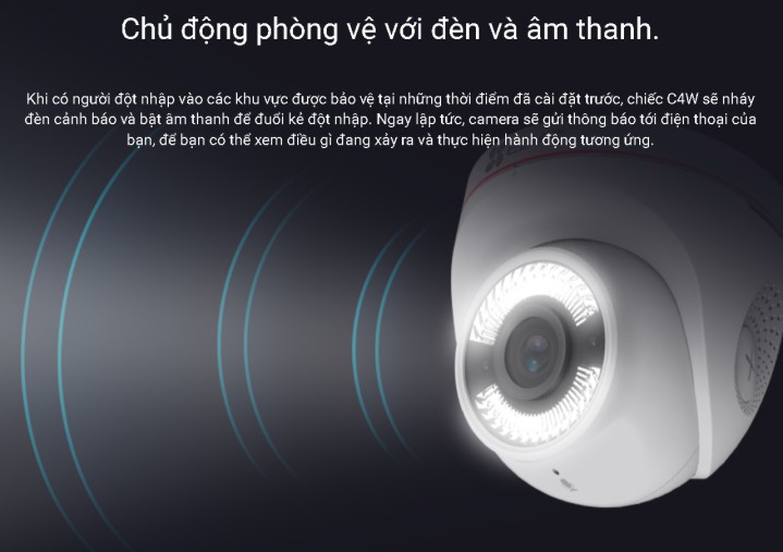 Camera IP Wifi Dome EZVIZ C4W 1080P chủ động báo động bằng âm thanh và đèn chớp
