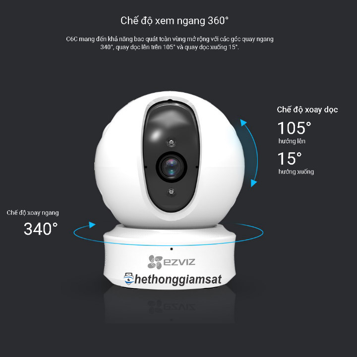 Camera IP Wifi Xoay EZVIZ C6C CS-CV246 có khả năng xoay 4 chiều Camera IP Wifi Xoay EZVIZ C6C CS-CV246 có khả năng xoay 4 chiều