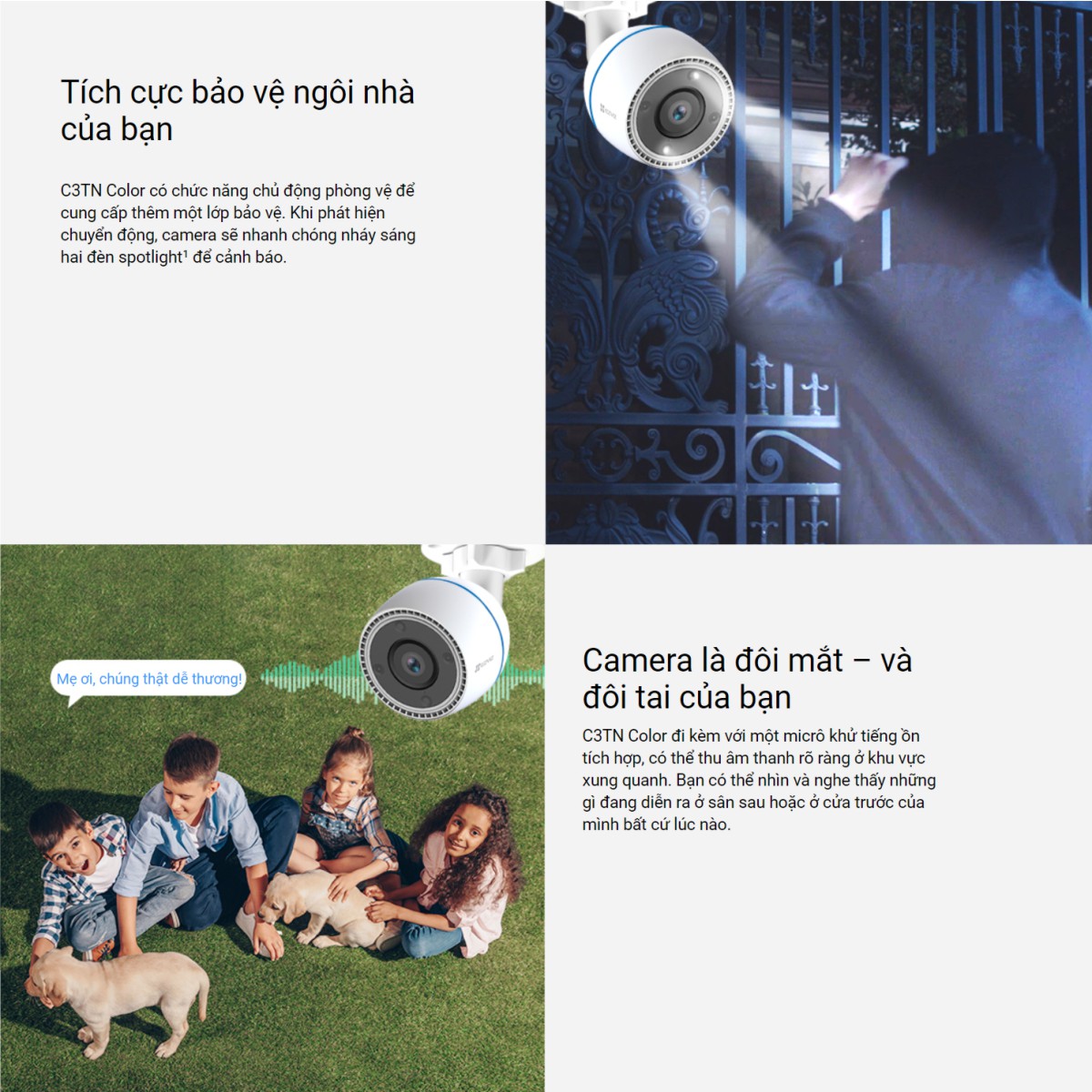 Camera Wifi Ngoài Trời EZVIZ C3TN Color 2Mp 1080P Full HD - Màu Bang Đêm hỗ trợ mic ghi âm Camera Wifi Ngoài Trời EZVIZ C3TN Color 2Mp 1080P Full HD - Màu Bang Đêm hỗ trợ mic ghi âm