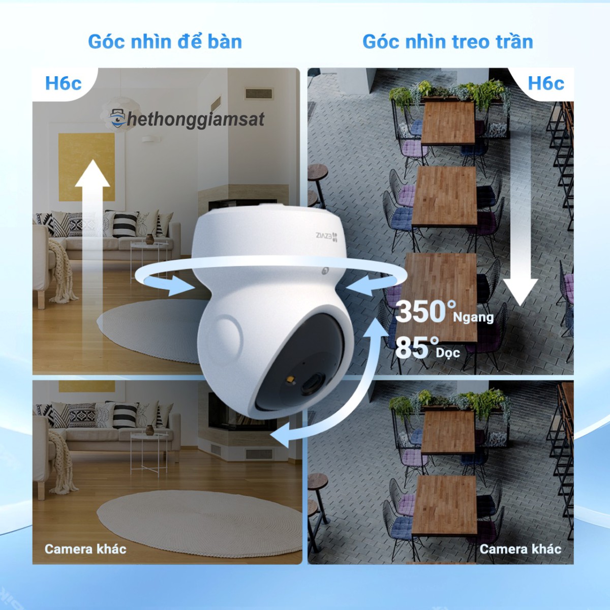 Camera Wifi EZVIZ H6C G1 8MP 4K - Xoay 360 Độ