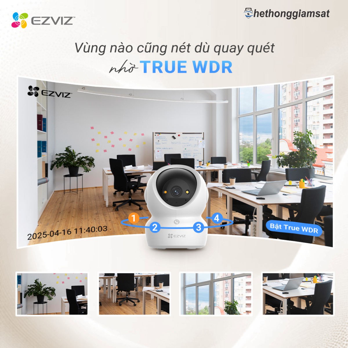 Camera Wifi EZVIZ H6C G1 8MP 4K chống ngược sáng thực