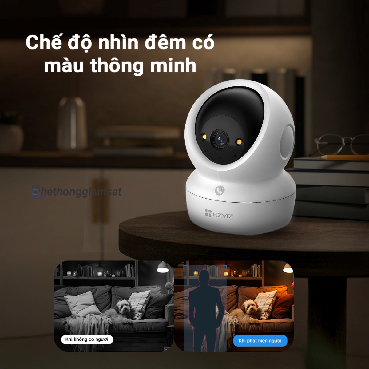 Camera Wifi EZVIZ H6C G1 8MP 4K hỗ trợ đèn led xem màu bang đêm