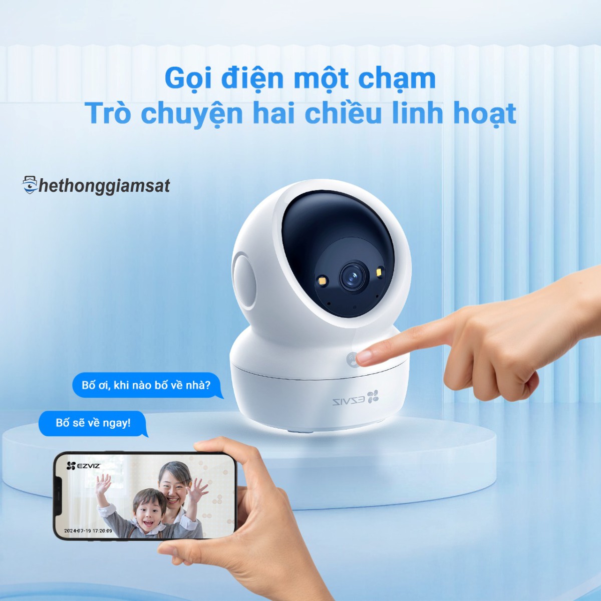 Camera Wifi EZVIZ H6C G1 8MP 4K hỗ trợ nút gọi điện