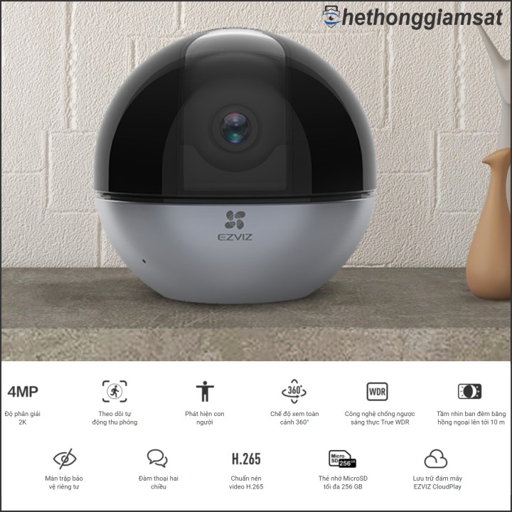 Camera Wifi Xoay EZVIZ C6W H.265 AI True-WDR 2K 4MPX Camera Wifi Xoay EZVIZ C6W H.265 AI True-WDR 2K 4MPX