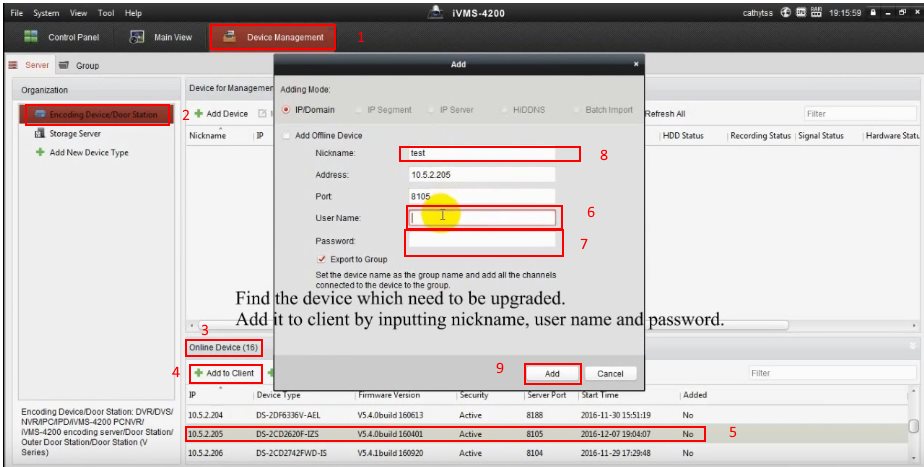 Hướng dẫn cập nhật firmware cho đầu ghi, camera ip của Hikvision bang IVMS-4200 3 Hướng dẫn cập nhật firmware cho đầu ghi, camera ip của Hikvision bang IVMS-4200 3