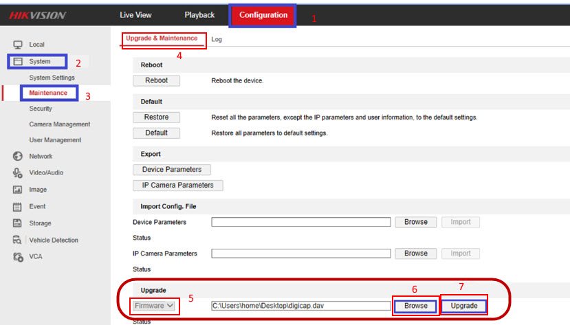 Hướng dẫn cập nhật firmware cho đầu ghi, camera ip của Hikvision bang trinh duyet Hướng dẫn cập nhật firmware cho đầu ghi, camera ip của Hikvision bang trinh duyet