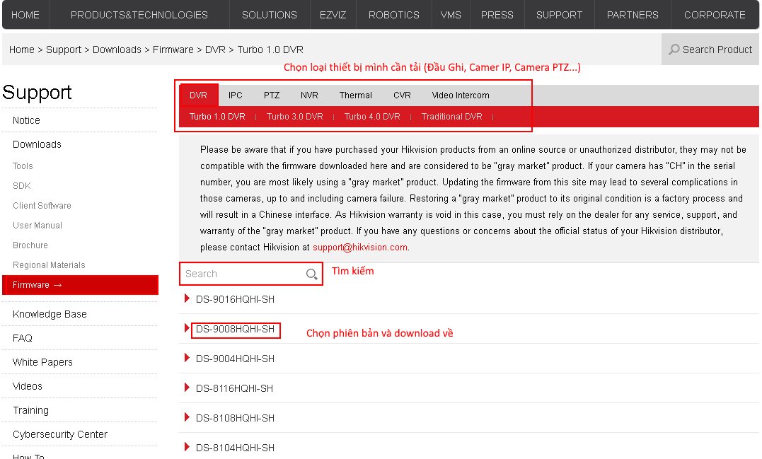 Sử dụng mã thiết bị để tìm Firmware cho các thiết bị Hikvision Sử dụng mã thiết bị để tìm Firmware cho các thiết bị Hikvision