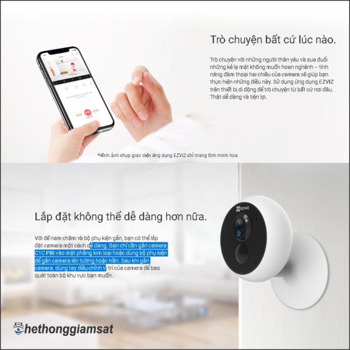 Camera IP Wifi EZVIZ C1C PIR 1080P, hỗ trợ phát hiện bằng chuyển động Camera IP Wifi EZVIZ C1C PIR 1080P, hỗ trợ phát hiện bằng chuyển động