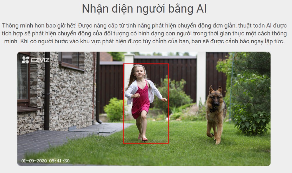 Camera EZVIZ C8C 1080P 2MP có tích hợp công nghệ nhận diện AI, đây là một tính năng đặc biệt của dòng camera cao cấp Ezviz, sử dụng trí tuệ nhân tạo để phát hiện hình dáng người Camera EZVIZ C8C 1080P 2MP có tích hợp công nghệ nhận diện AI, đây là một tính năng đặc biệt của dòng camera cao cấp Ezviz, sử dụng trí tuệ nhân tạo để phát hiện hình dáng người