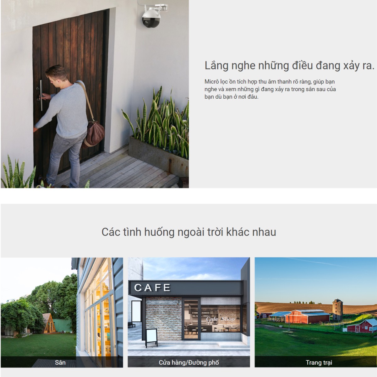 Camera tích hợp sẳn micro thu âm và loa với chất lượng HiFi kết hợp với các thuật toán khử nhiễu chuyên nghiệp Camera tích hợp sẳn micro thu âm và loa với chất lượng HiFi kết hợp với các thuật toán khử nhiễu chuyên nghiệp