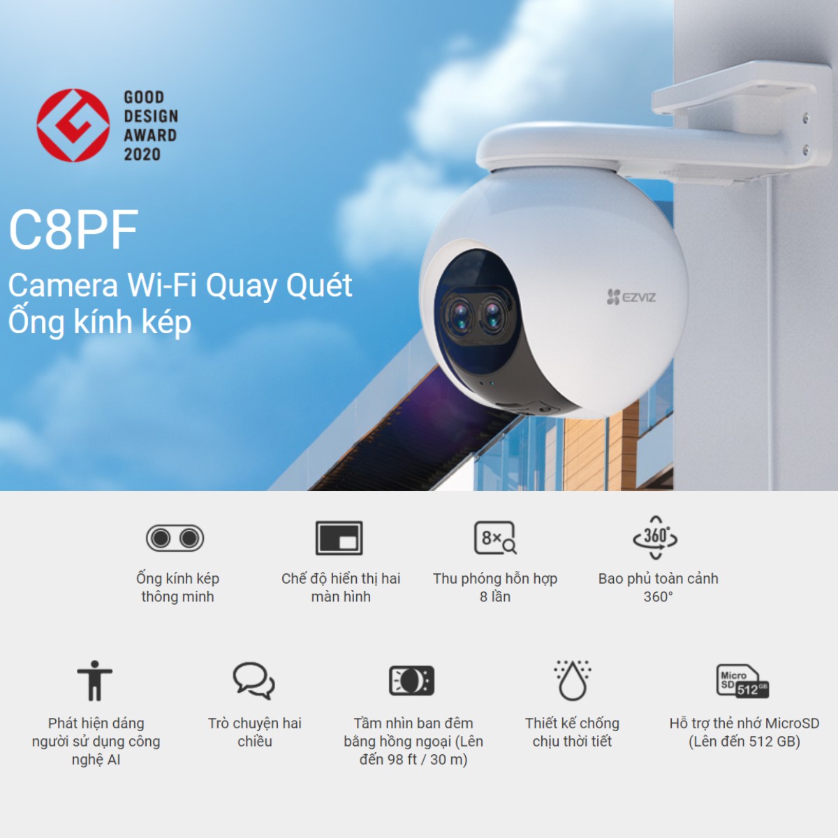 Camera Wifi Ngoài Trời EZVIZ C8PF 1080P 2MP Camera Wifi Ngoài Trời EZVIZ C8PF 1080P 2MP