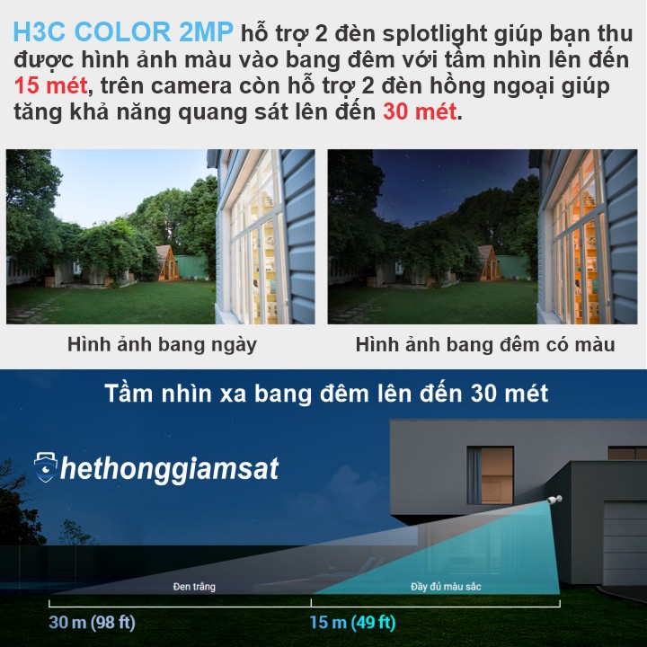 Camera Wifi Ngoài Trời EZVIZ H3C Color 2MP 1080P hỗ trợ đèn spotlight chiếu Màu Bang Đêm Camera Wifi Ngoài Trời EZVIZ H3C Color 2MP 1080P hỗ trợ đèn spotlight chiếu Màu Bang Đêm