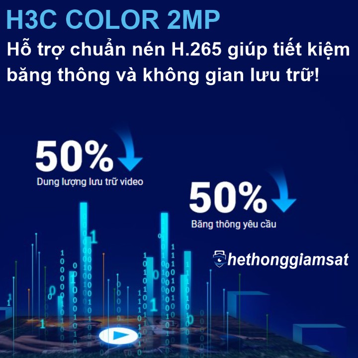 Camera Wifi Ngoài Trời EZVIZ H3C Color 2MP hỗ trợ chuẩn nén H.265 giúp tiết kiệm băng thông và không gian lư trữ Camera Wifi Ngoài Trời EZVIZ H3C Color 2MP hỗ trợ chuẩn nén H.265 giúp tiết kiệm băng thông