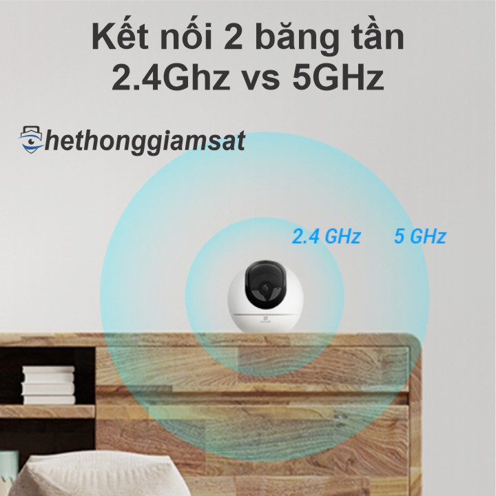 Camera Wifi EZVIZ H6 5MP 3K hỗ trợ kết nối 2 băng tần 2.4ghz vs 5ghz