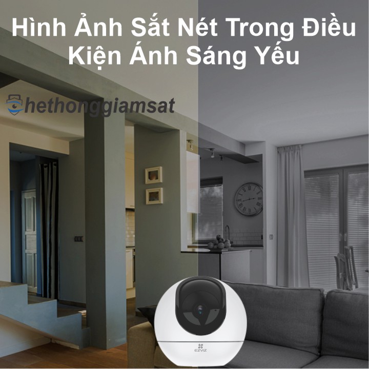 Camera Wifi EZVIZ H6 5MP 3K hỗ trợ ống kính starlight