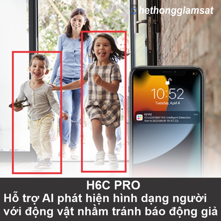 Camera Wifi EZVIZ H6C PRO 2MP hỗ trợ AI phát hiện hình dáng người