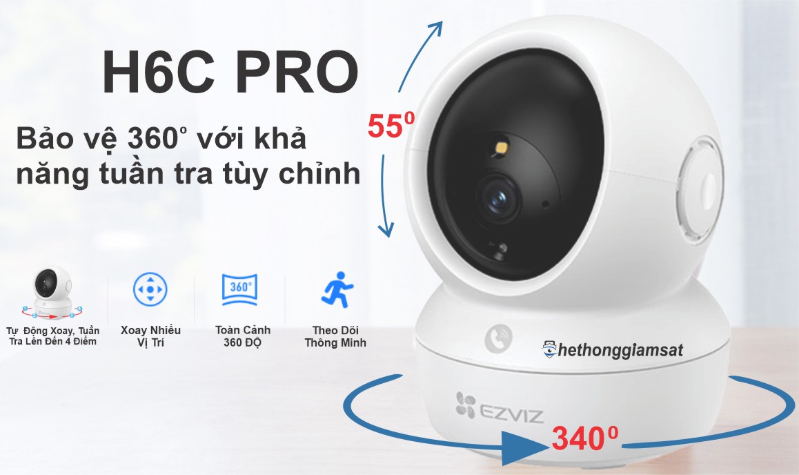 Camera Wifi EZVIZ H6C PRO 3MP - Xoay 360 Độ, Tự Động Xoay và tuần tra lên đến 4 điểm Camera Wifi EZVIZ H6C PRO 3MP - Xoay 360 Độ, Tự Động Xoay và tuần tra lên đến 4 điểm
