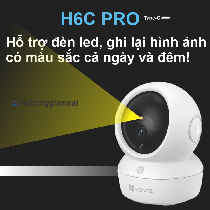 Camera Wifi EZVIZ H6C PRO 4MP 2K+ hỗ trợ đèn led ghi hình màu bang đêm Camera Wifi EZVIZ H6C PRO 4MP 2K+ hỗ trợ đèn led ghi hình màu bang đêm