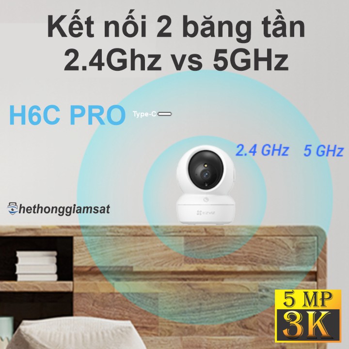 Camera Wifi EZVIZ H6C PRO 5MP - hỗ trợ kết nối 2 băng tầng wifi 2.4ghz vs 5ghz Camera Wifi EZVIZ H6C PRO 5MP - hỗ trợ kết nối 2 băng tầng wifi 2.4ghz vs 5ghz