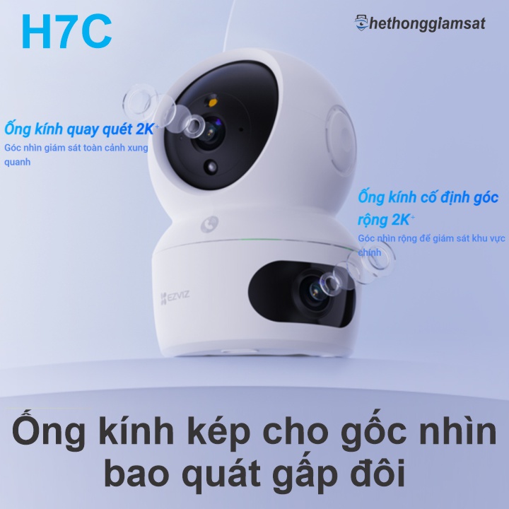 Camera Wifi 2 Mắt Kép EZVIZ H7C 4MP hỗ trợ camera kép cho gốc nhìn bao quát Camera Wifi 2 Mắt Kép EZVIZ H7C 4MP hỗ trợ camera kép cho gốc nhìn bao quát