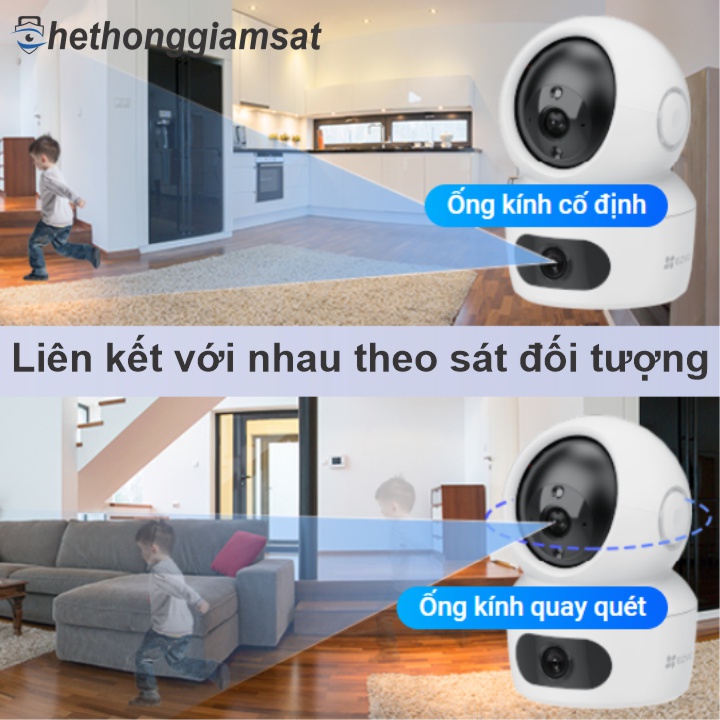 Camera Wifi 2 Mắt Kép EZVIZ H7C 4MP có 2 ống kính liên kết với nhau cho gốc nhìn tương ứng Camera Wifi 2 Mắt Kép EZVIZ H7C 4MP có 2 ống kính liên kết với nhau cho gốc nhìn tương ứng