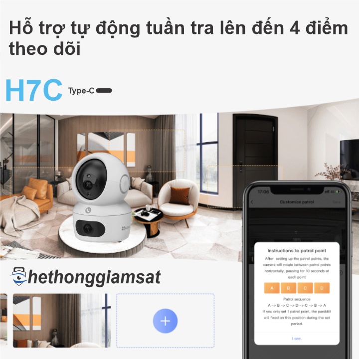 Camera Wifi 2 Mắt Kép EZVIZ H7C 4MP hỗ trợ tuần tra lên đến 4 điểm Camera Wifi 2 Mắt Kép EZVIZ H7C 4MP hỗ trợ tuần tra lên đến 4 điểm