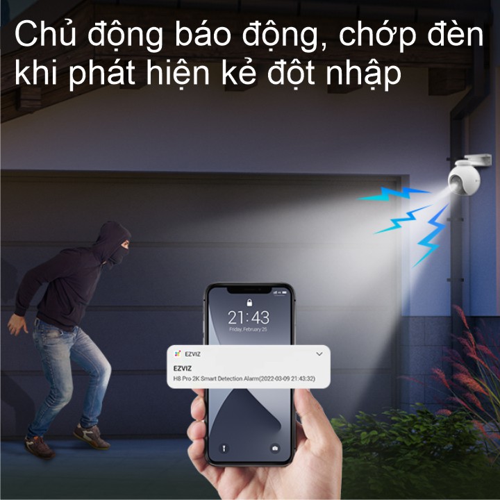 Camera Wifi Ngoài Trời EZVIZ H8 Pro 5MP 3K chủ động hú còi chớp đèn khi phát hiện đối tượng đột nhập Camera Wifi Ngoài Trời EZVIZ H8 Pro 5MP 3K chủ động hú còi chớp đèn khi phát hiện đối tượng đột nhập