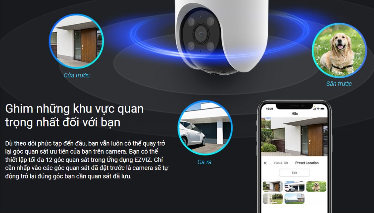Camera IP Wifi Ngoài Trời EZVIZ H8C 1080P 2MP có thế điều chỉnh nhiều góc vị trí quan sát Camera IP Wifi Ngoài Trời EZVIZ H8C 1080P 2MP có thế điều chỉnh nhiều góc vị trí quan sát