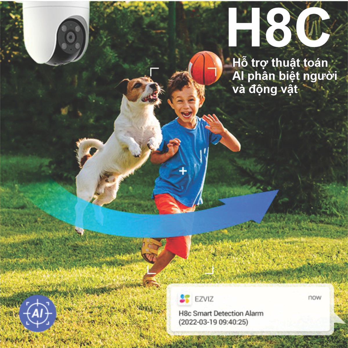 CAMERA WIFI NGOÀI TRỜI EZVIZ H8C 4MP Hỗ trợ thuật toán AI phát hiện người và động vật CAMERA WIFI NGOÀI TRỜI EZVIZ H8C 4MP Hỗ trợ thuật toán AI phát hiện người và động vật
