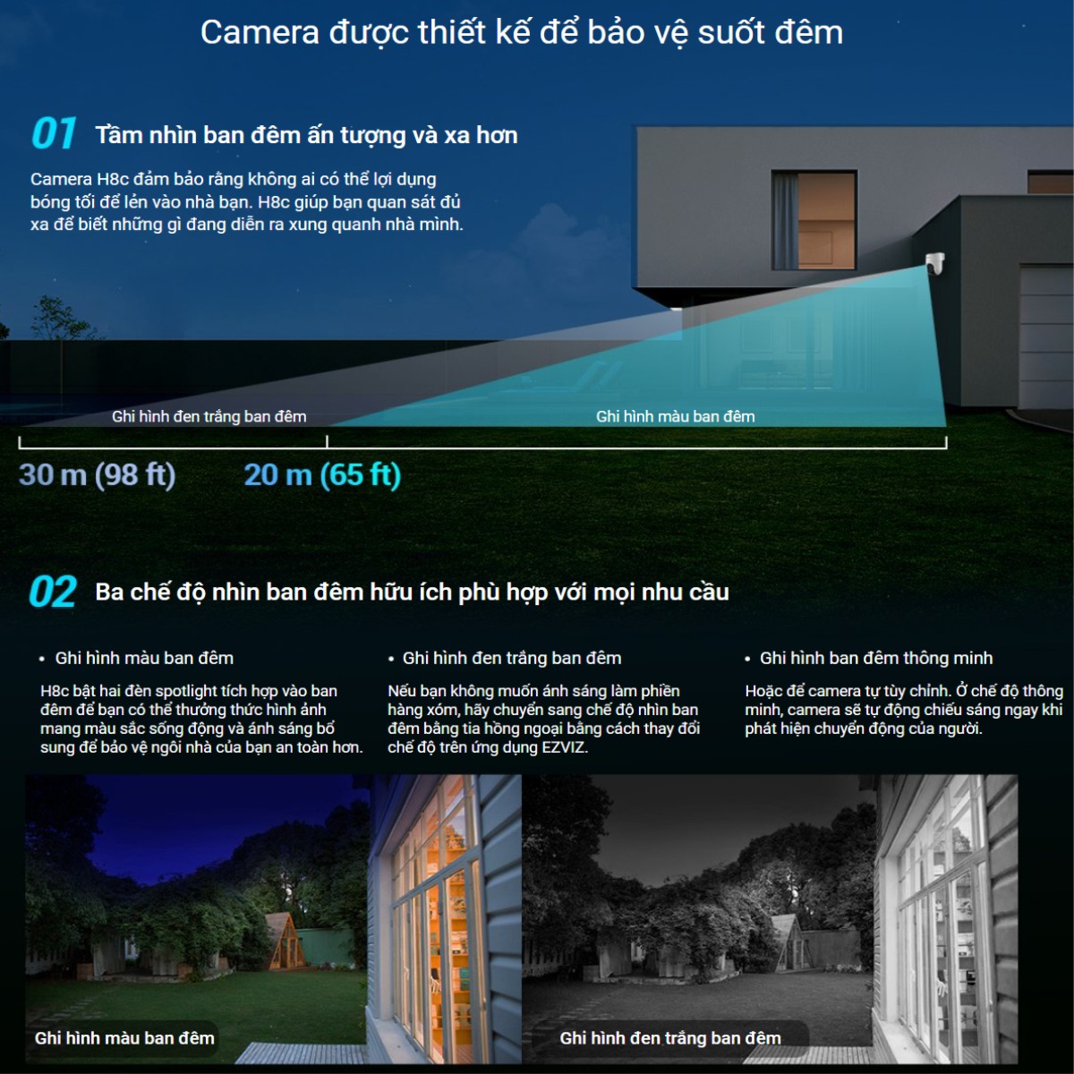 CAMERA WIFI NGOÀI TRỜI EZVIZ H8C 4MP tích hợp 2 đèn sportlight hỗ trợ nhìn màu bang đêm CAMERA WIFI NGOÀI TRỜI EZVIZ H8C 4MP tích hợp 2 đèn sportlight hỗ trợ nhìn màu bang đêm