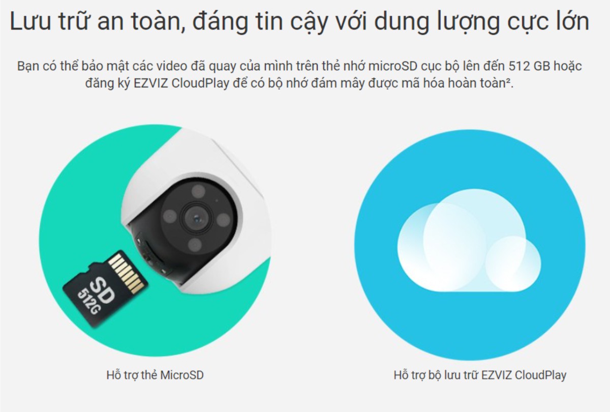 CAMERA WIFI NGOÀI TRỜI EZVIZ H8C 4MP tích hợp khe cắm thẻ nhớ cho khả năng lưu trữ lên đến 512GB CAMERA WIFI NGOÀI TRỜI EZVIZ H8C 4MP tích hợp khe cắm thẻ nhớ cho khả năng lưu trữ lên đến 512GB