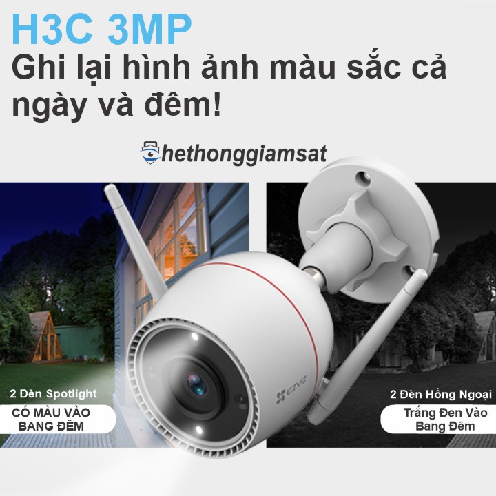 Camera Wifi Ngoài Trời EZVIZ H3C 3MP 2K hỗ trợ ghi hình Màu Bang Đêm Camera Wifi Ngoài Trời EZVIZ H3C 3MP 2K hỗ trợ ghi hình Màu Bang Đêm
