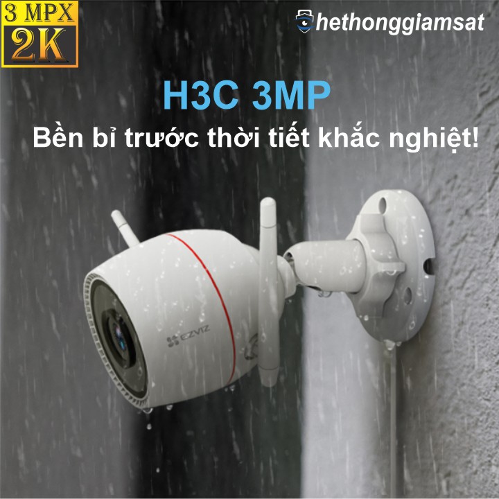 Camera Wifi Ngoài Trời EZVIZ H3C 3MP 2K dễ dàng lắp đặt, chống nước IP 67 Camera Wifi Ngoài Trời EZVIZ H3C 3MP 2K dễ dàng lắp đặt, chống nước IP 67