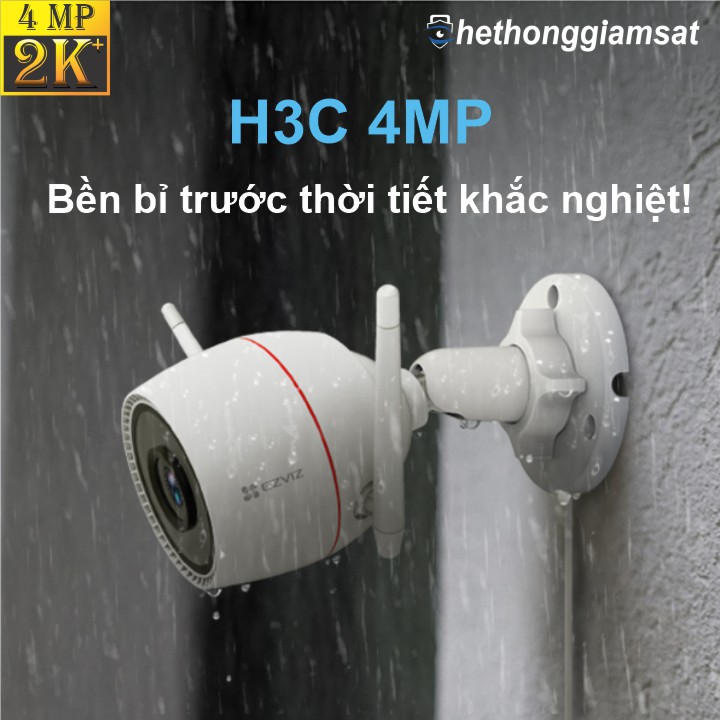 Camera Wifi Ngoài Trời EZVIZ H3C 4MP 2K+ dễ dàng lắp đặt, chống nước IP 67 Camera Wifi Ngoài Trời EZVIZ H3C 4MP 2K+ dễ dàng lắp đặt, chống nước IP 67