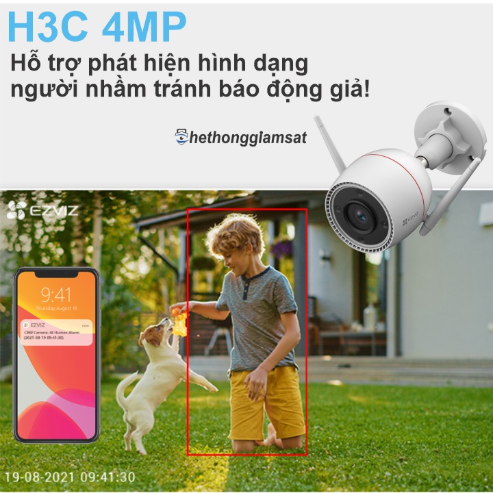 Camera Wifi Ngoài Trời EZVIZ H3C 4MP 2K+ hỗ trợ Ai phân biệt hình dáng người và động vật Camera Wifi Ngoài Trời EZVIZ H3C 4MP 2K+ hỗ trợ Ai phân biệt hình dáng người và động vật