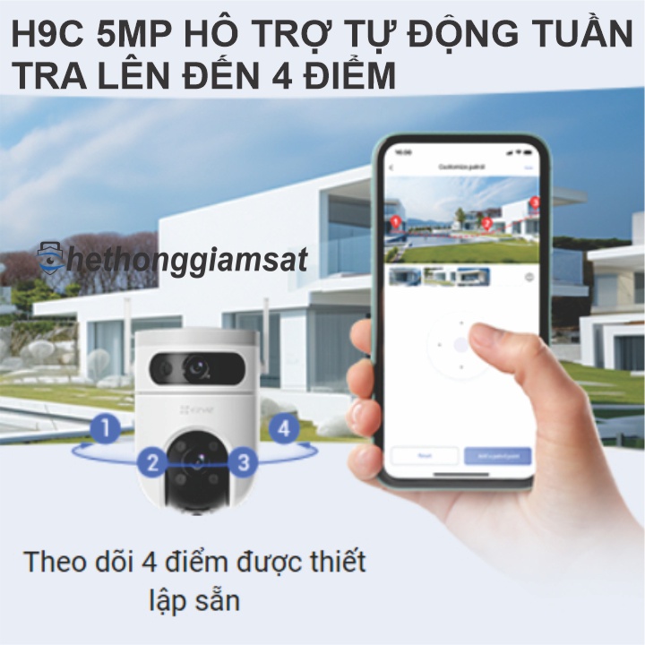 Camera Wifi Ngoài Trời EZVIZ H9C 5MP hỗ trợ lến đến 4 điểm tuần tra