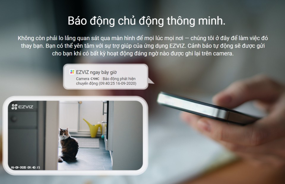 Camera Wifi EZVIZ C1HC H.265 1080P 2Mpx hỗ trợ báo động thông minh