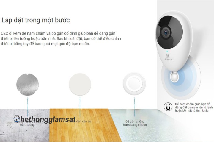 Camera Wifi EZVIZ C2C 720P được thiết kế thông minh cho việc lắp đặt dễ dàng