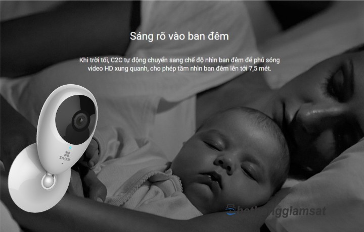 Camera Wifi EZVIZ C2C 720P hỗ trợ hồng ngoại nhìn xa lên đến 7,5 mét