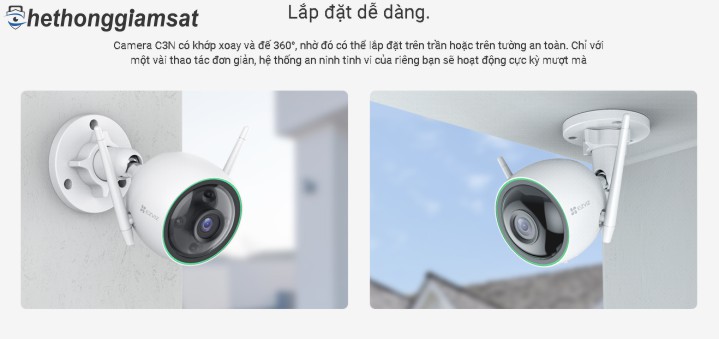 Camera IP Wifi Ngoài Trời EZVIZ C3N 1080P dễ dàng lắp đặt với chân đế tùy biến