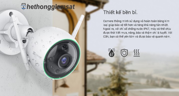 Camera IP Wifi Ngoài Trời EZVIZ C3N 1080P có khả năng chống nước ip67