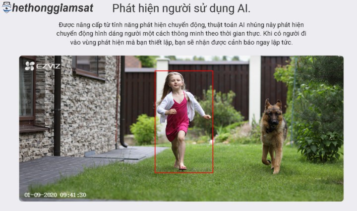 Camera IP Wifi Ngoài Trời EZVIZ C3N 1080P có khả năng phát hiện người sử dụng thuật toán ai