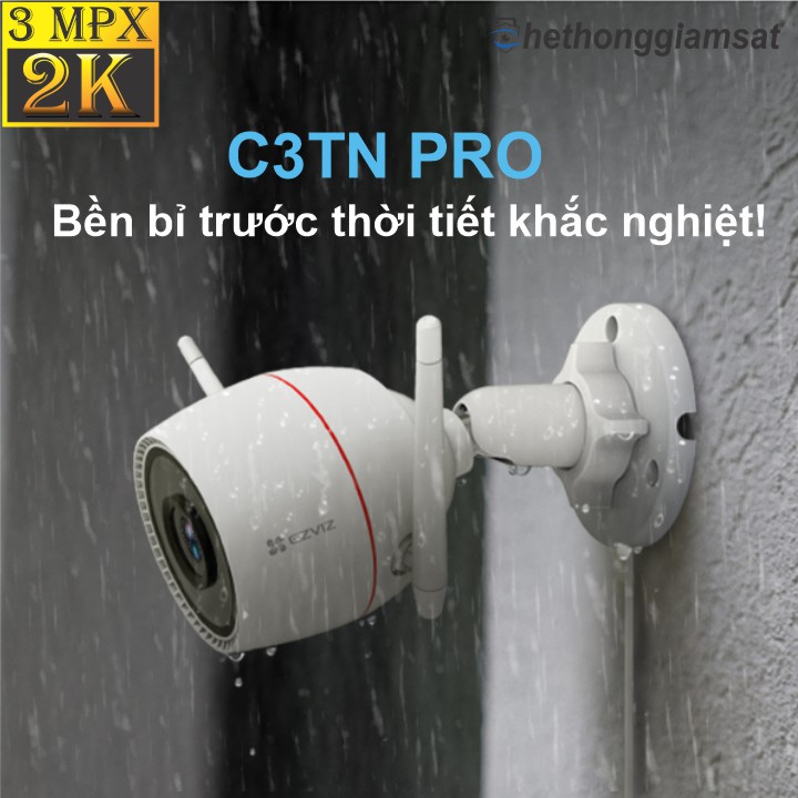 Camera Wifi Ngoài Trời EZVIZ C3TN PRO 3Mpx 2K AI có khả năng chống nước lên đến ip67