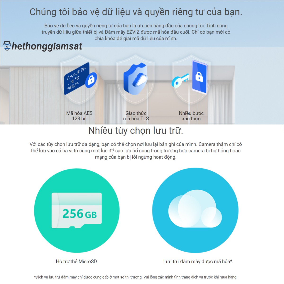 Camera Wifi EZVIZ C3TN PRO 3Mpx 2K đi kèm với khe cắm thẻ MicroSD 256GB